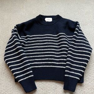 Aritzia Wilfred Navy and White Striped Sweater